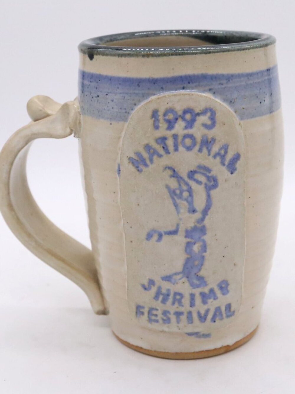 1993 National Shrimp Festival Pottery Mug Sea Oat Studio Signed Burrow LE‎ 150